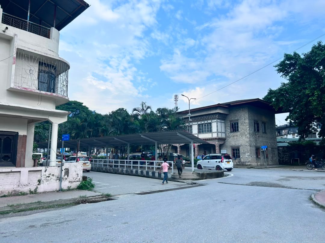 Street with Bhutanese-style buildings