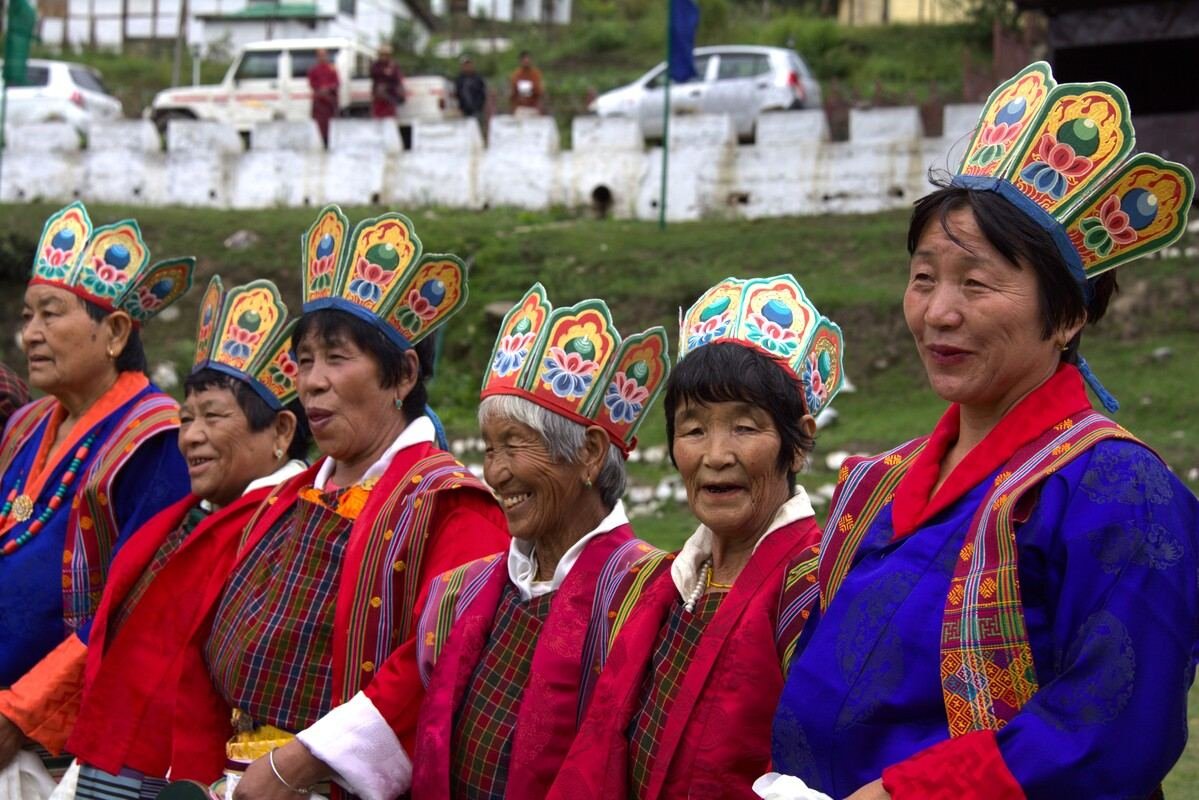 Festival attendees in traditional dress